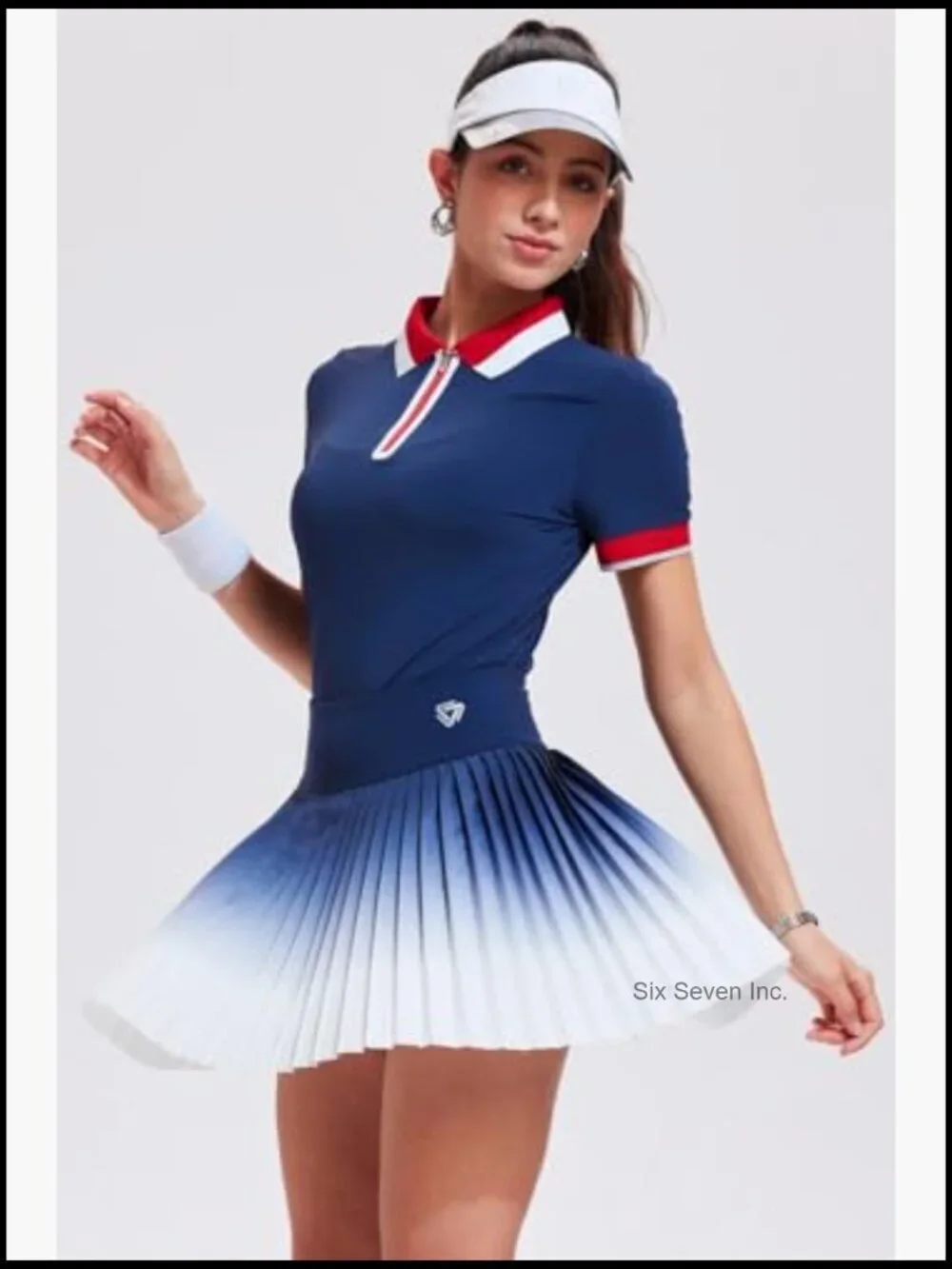 Matching 2 Piece Tennis Skirt Set with Pleated Skort and Polo Top